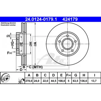 Jeu de 2 disques de frein avant ATE 24.0124-0179.1
