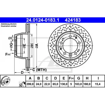 Jeu de 2 disques de frein arrière ATE 24.0124-0183.1
