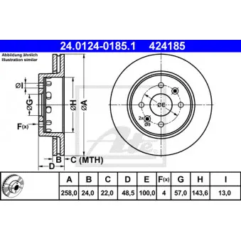 Jeu de 2 disques de frein avant ATE 24.0124-0185.1