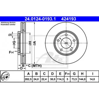 Jeu de 2 disques de frein avant ATE 24.0124-0193.1