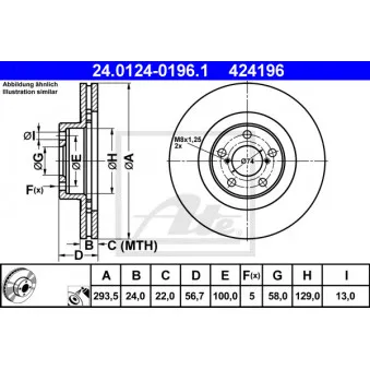 Jeu de 2 disques de frein avant ATE 24.0124-0196.1