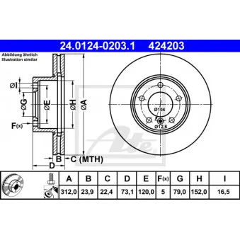 Jeu de 2 disques de frein avant ATE 24.0124-0203.1