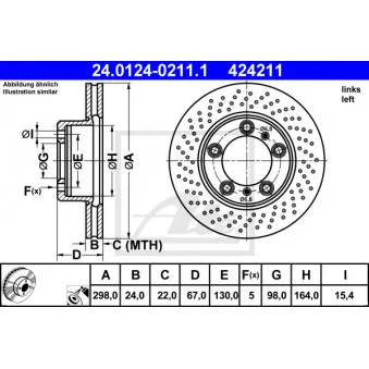 Disque de frein avant gauche ATE 24.0124-0211.1