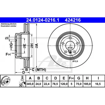 Jeu de 2 disques de frein arrière ATE 24.0124-0216.1