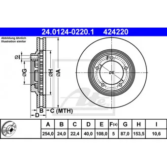 Jeu de 2 disques de frein avant ATE 24.0124-0220.1