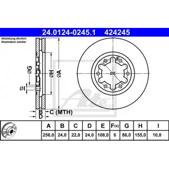 Jeu de 2 disques de frein avant ATE 24.0124-0245.1