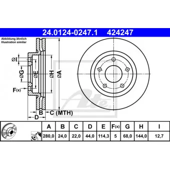 Jeu de 2 disques de frein avant ATE 24.0124-0247.1