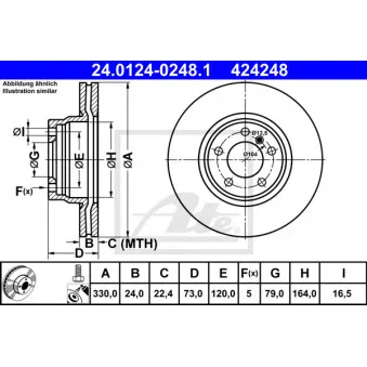 Jeu de 2 disques de frein avant ATE 24.0124-0248.1