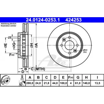 Jeu de 2 disques de frein avant ATE 24.0124-0253.1