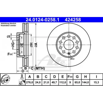 Jeu de 2 disques de frein avant ATE 24.0124-0258.1