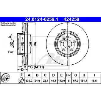 Jeu de 2 disques de frein avant ATE 24.0124-0259.1