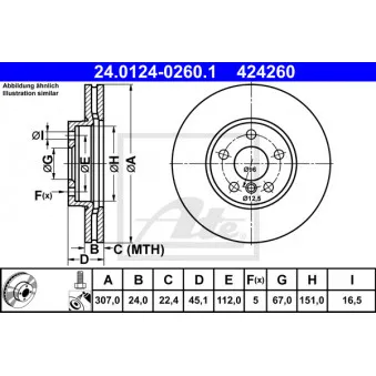 Jeu de 2 disques de frein avant ATE 24.0124-0260.1