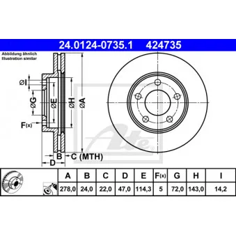 Jeu de 2 disques de frein avant ATE 24.0124-0735.1
