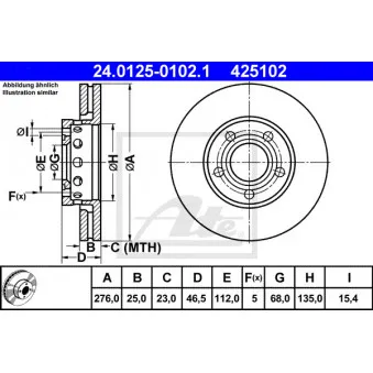 Jeu de 2 disques de frein avant ATE 24.0125-0102.1