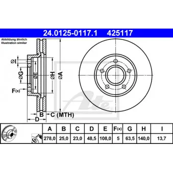 Jeu de 2 disques de frein avant ATE 24.0125-0117.1
