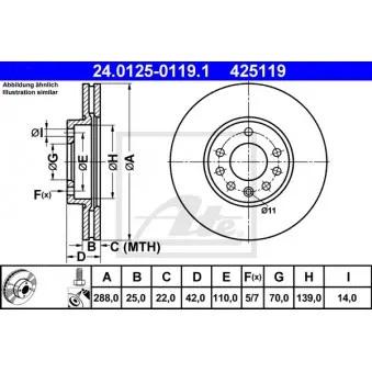 Jeu de 2 disques de frein avant ATE 24.0125-0119.1