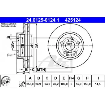 Jeu de 2 disques de frein avant ATE 24.0125-0124.1