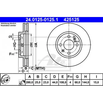 Jeu de 2 disques de frein avant ATE 24.0125-0125.1