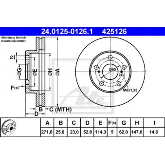 Jeu de 2 disques de frein avant ATE 24.0125-0126.1