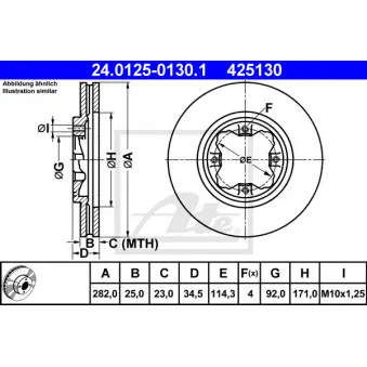 Jeu de 2 disques de frein avant ATE 24.0125-0130.1