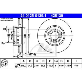 Jeu de 2 disques de frein avant ATE 24.0125-0139.1