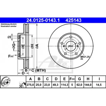 Jeu de 2 disques de frein avant ATE 24.0125-0143.1