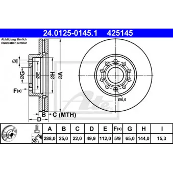 Jeu de 2 disques de frein avant ATE 24.0125-0145.1