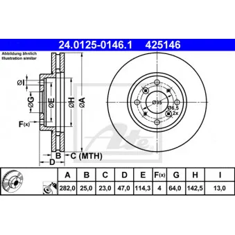 Jeu de 2 disques de frein avant ATE 24.0125-0146.1
