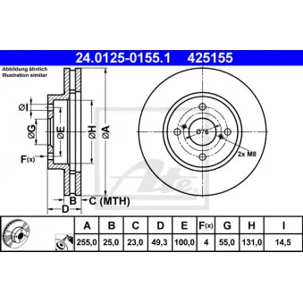 Jeu de 2 disques de frein avant ATE 24.0125-0155.1