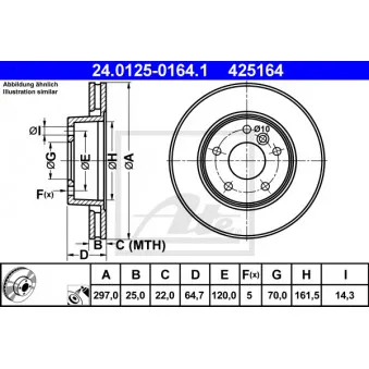 Jeu de 2 disques de frein avant ATE 24.0125-0164.1