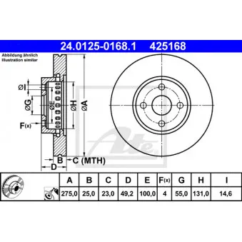 Jeu de 2 disques de frein avant ATE 24.0125-0168.1