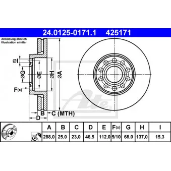 Jeu de 2 disques de frein avant ATE 24.0125-0171.1
