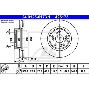Jeu de 2 disques de frein avant ATE 24.0125-0173.1
