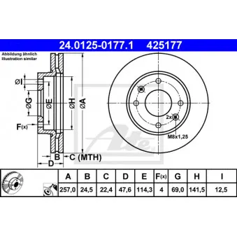 Jeu de 2 disques de frein avant ATE 24.0125-0177.1