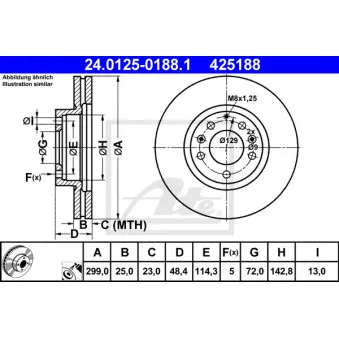 Jeu de 2 disques de frein avant ATE 24.0125-0188.1