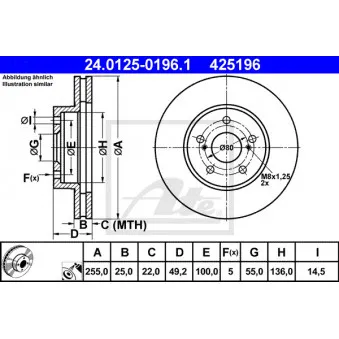 Jeu de 2 disques de frein avant ATE 24.0125-0196.1