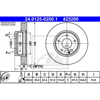 Jeu de 2 disques de frein avant ATE 24.0125-0200.1