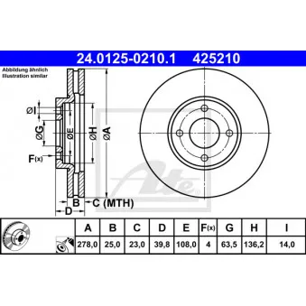 Jeu de 2 disques de frein avant ATE 24.0125-0210.1