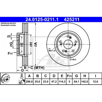Jeu de 2 disques de frein avant ATE 24.0125-0211.1