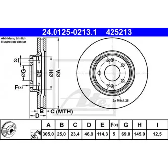 Jeu de 2 disques de frein avant ATE 24.0125-0213.1