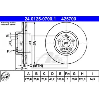 Jeu de 2 disques de frein avant ATE 24.0125-0700.1