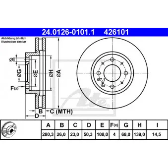 Jeu de 2 disques de frein avant ATE 24.0126-0101.1