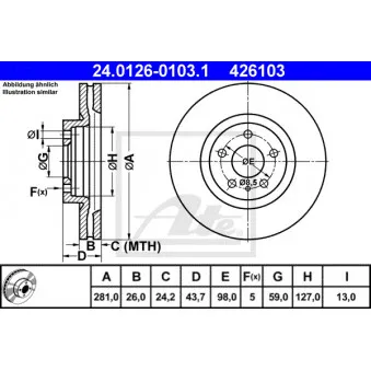 Jeu de 2 disques de frein avant ATE 24.0126-0103.1