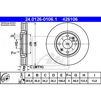 Jeu de 2 disques de frein avant ATE 24.0126-0106.1
