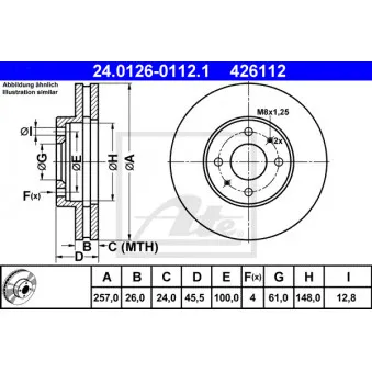Jeu de 2 disques de frein avant ATE 24.0126-0112.1