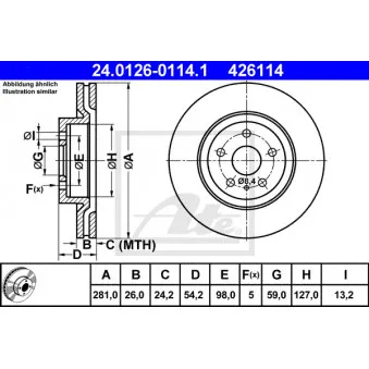 Jeu de 2 disques de frein avant ATE 24.0126-0114.1
