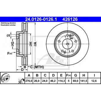 Jeu de 2 disques de frein avant ATE 24.0126-0126.1