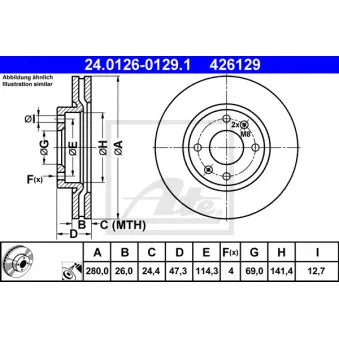 Jeu de 2 disques de frein avant ATE 24.0126-0129.1