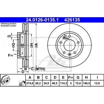 Jeu de 2 disques de frein avant ATE 24.0126-0135.1