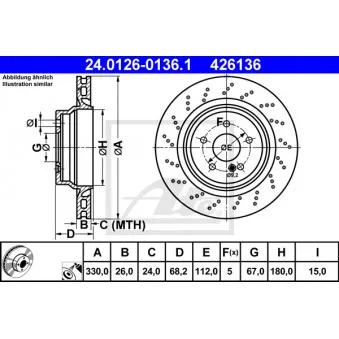 Jeu de 2 disques de frein arrière ATE 24.0126-0136.1